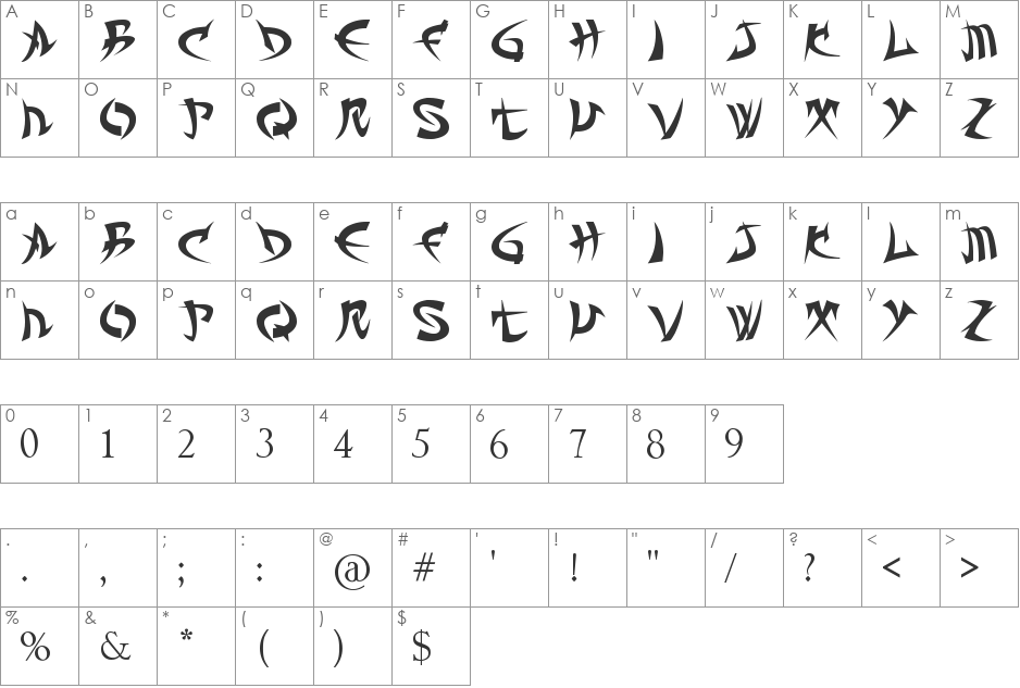 TROLL KABB font character map preview