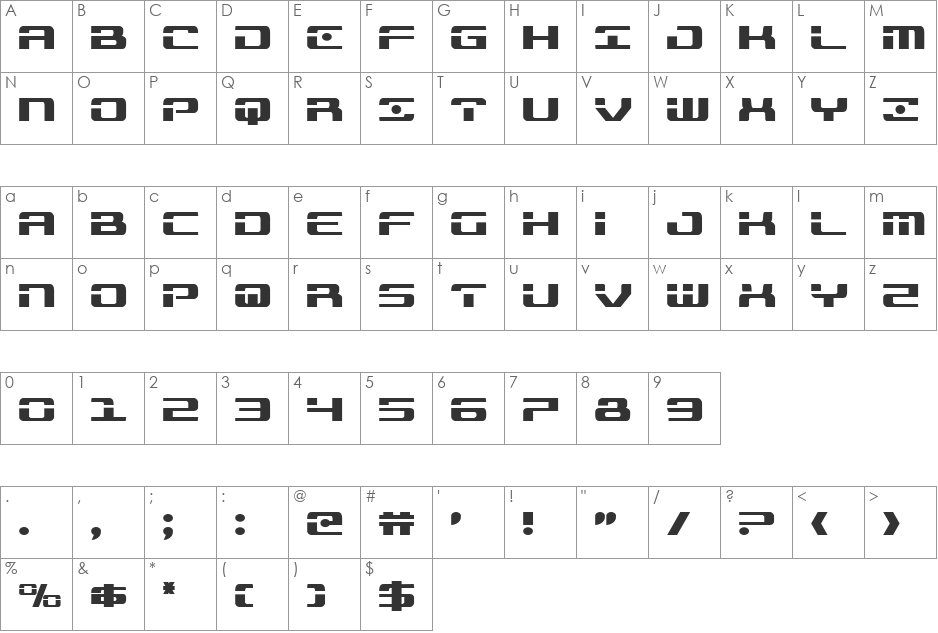 Troopers font character map preview