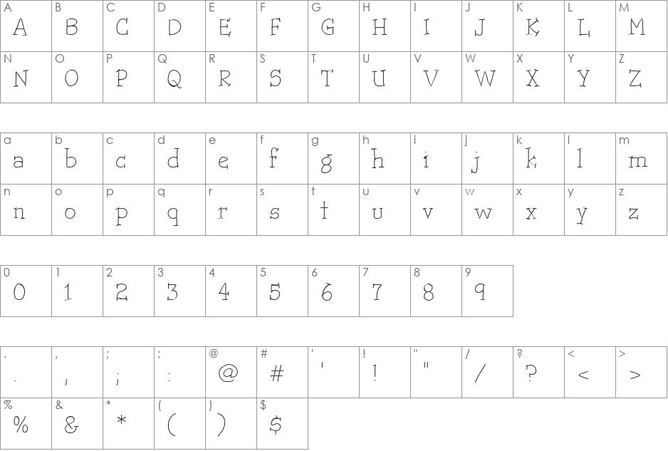 Trots Light - HMK font character map preview