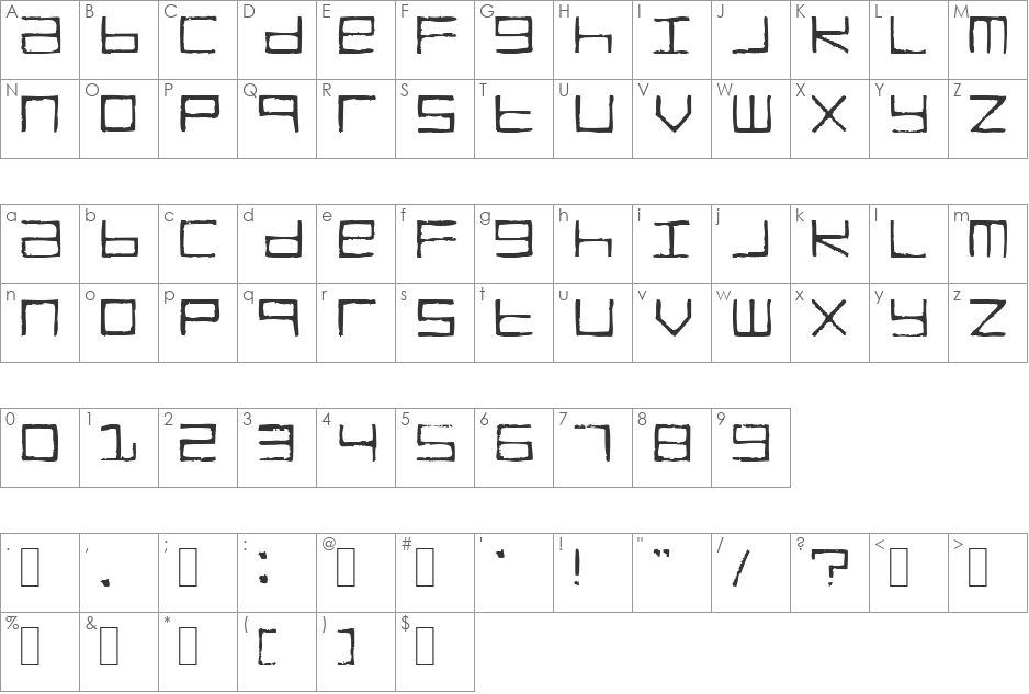 TRUCK Transmission font character map preview