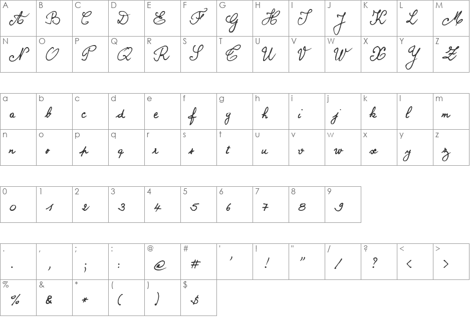 BERNARD font character map preview