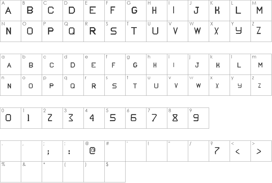 True Blood font character map preview