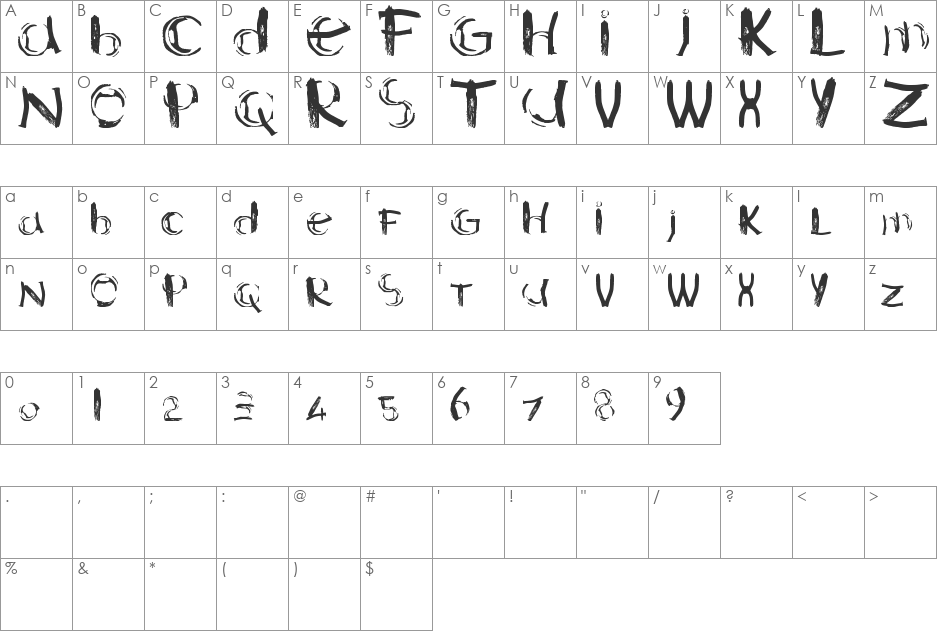 bernard font character map preview