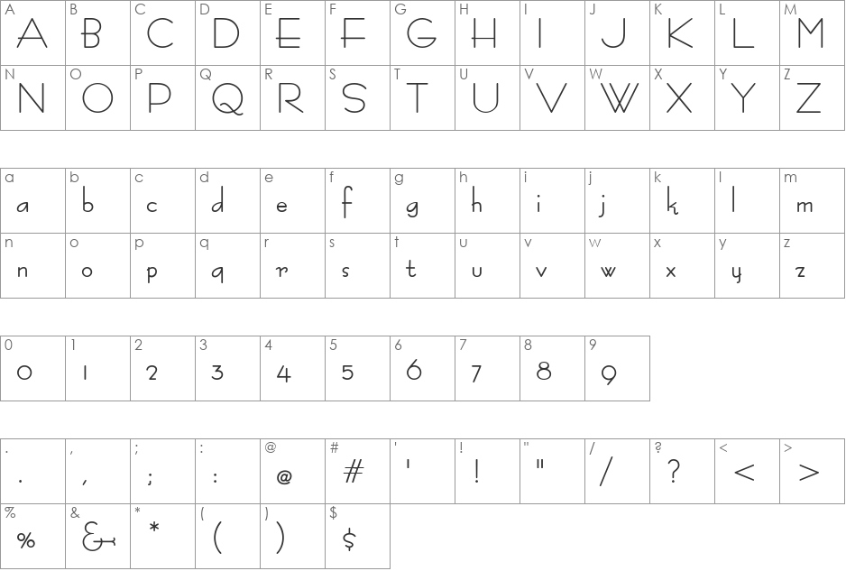 Bernardo Moda Bold font character map preview