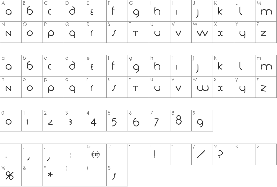 TschichLightFS font character map preview
