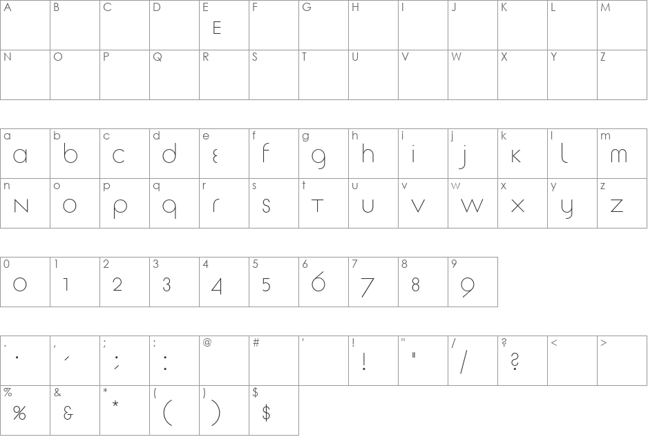 Tschicholdarchitype font character map preview