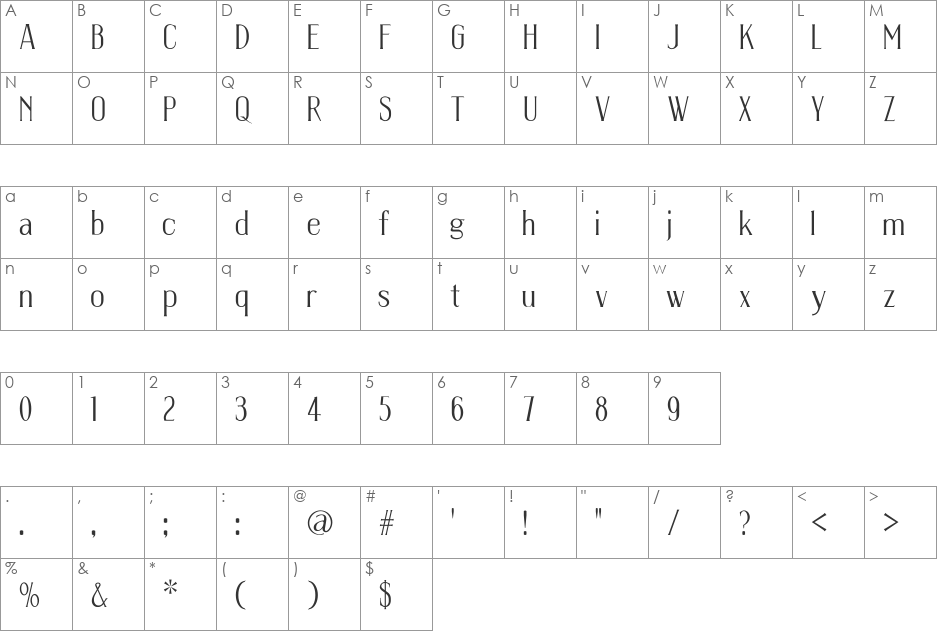 TSIQUILISDA OLD font character map preview