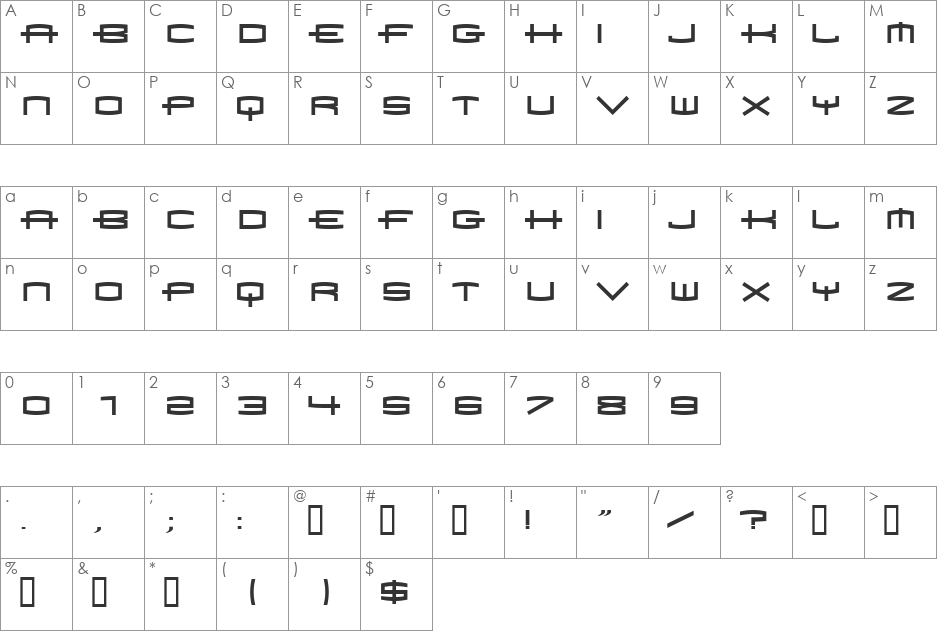 tsp 1979 1 font character map preview
