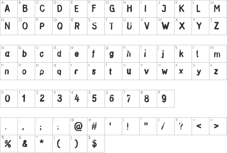 tsp adore 2 font character map preview