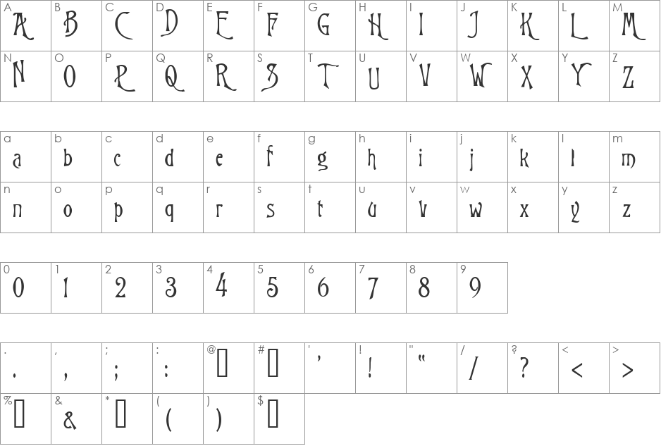 tsp mcis 1 font character map preview
