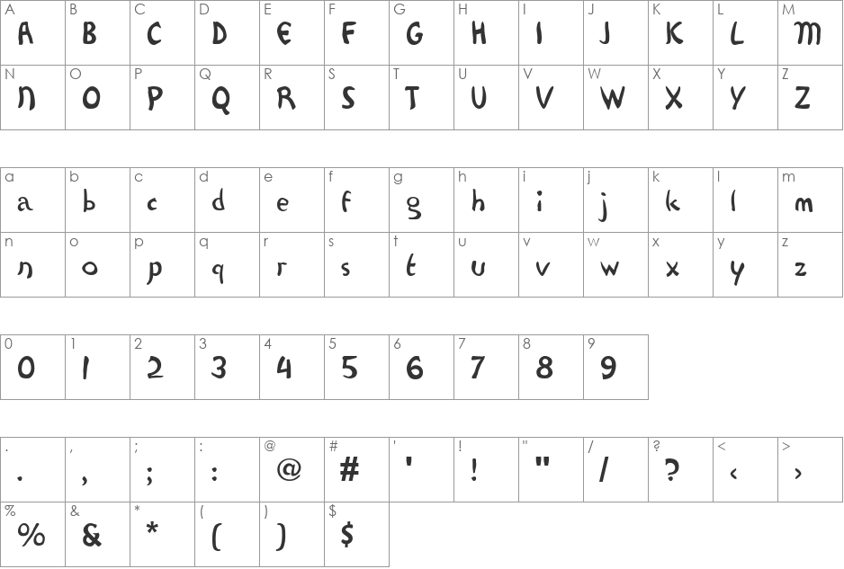 tsp mcis 2 font character map preview