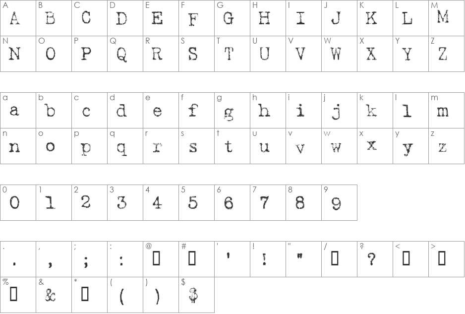 tsp pi 1 font character map preview