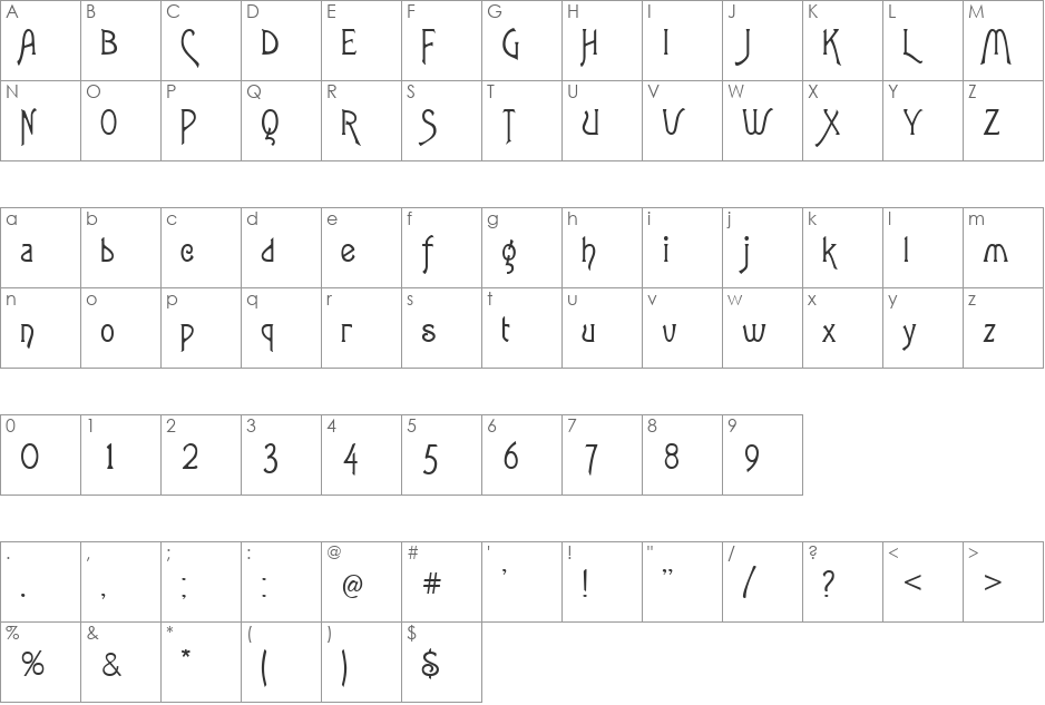 tsp sd 1 font character map preview