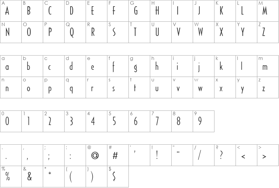 tsp zero 1 font character map preview