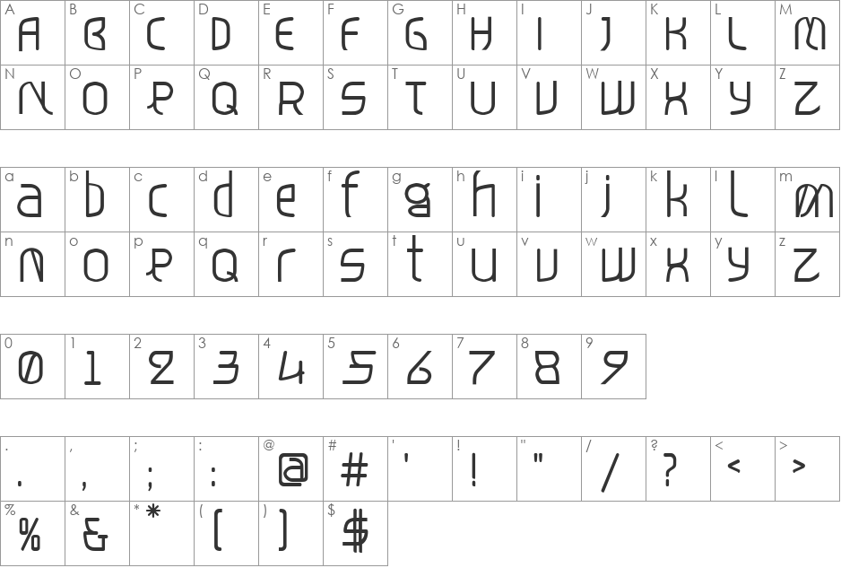 TT font character map preview