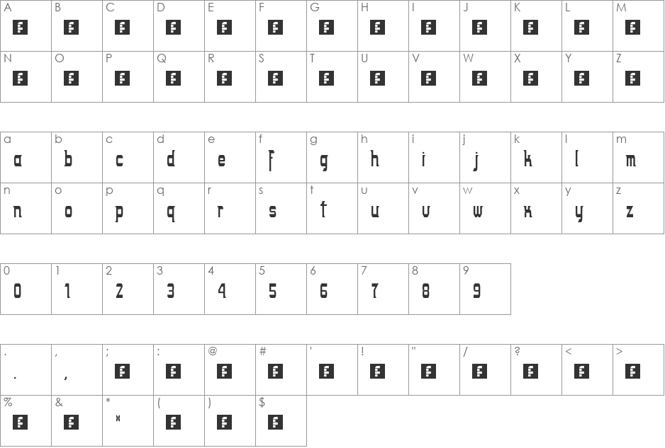 TTop PL font character map preview