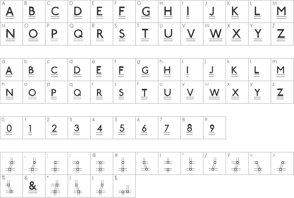 Tube Station-Plus. font character map preview