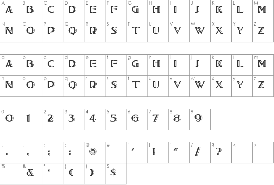 TucsonOne font character map preview