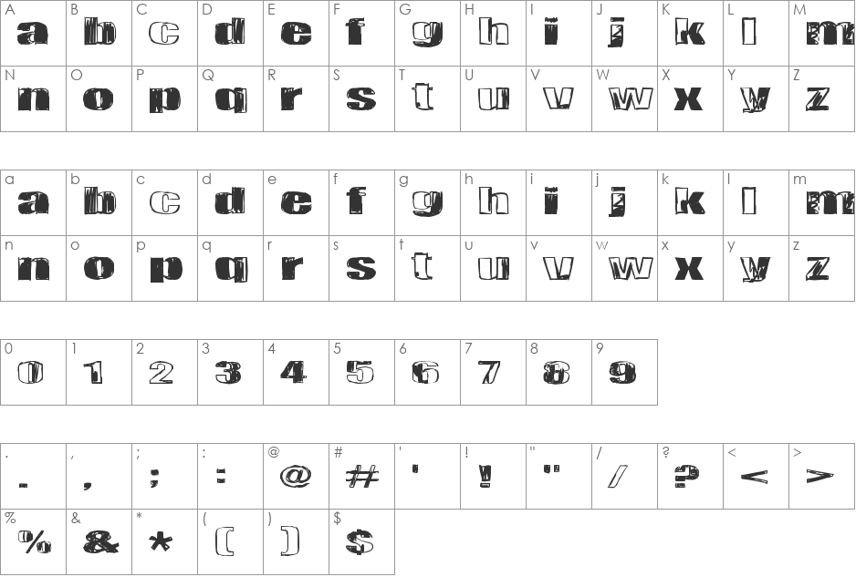 Tulikuume font character map preview