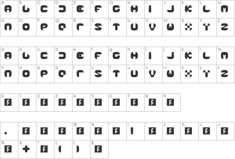 tundra proto font character map preview