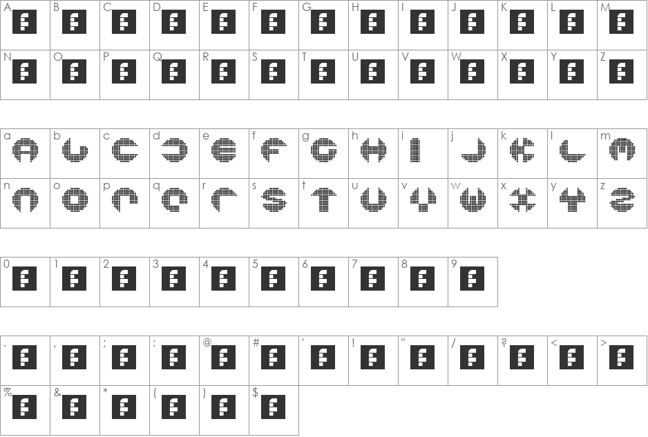 tundra small font character map preview