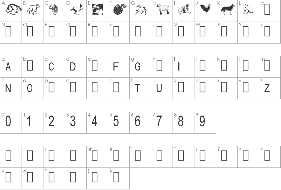 tungfont zodiac 3 font character map preview