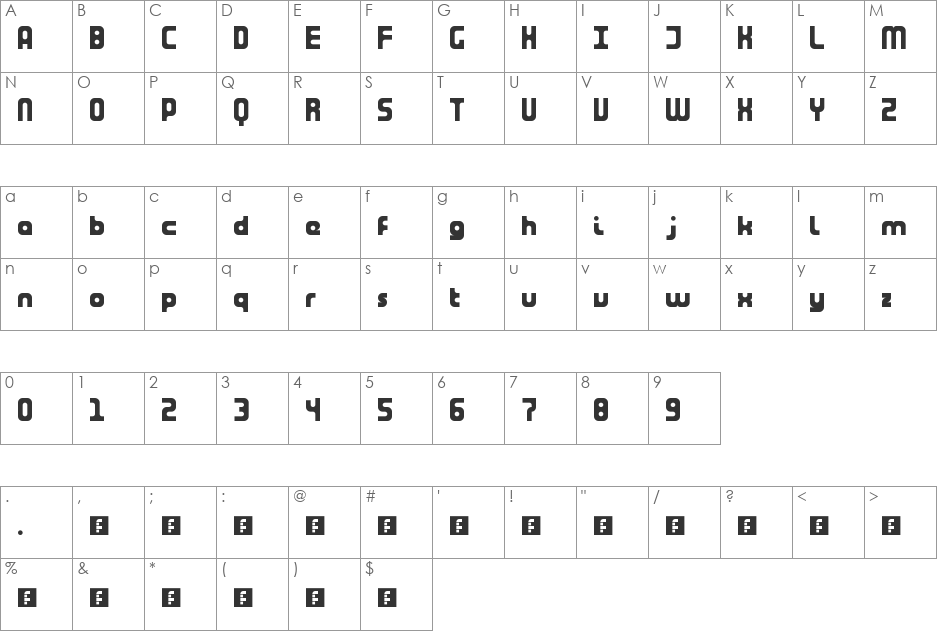 Tuning Fork font character map preview