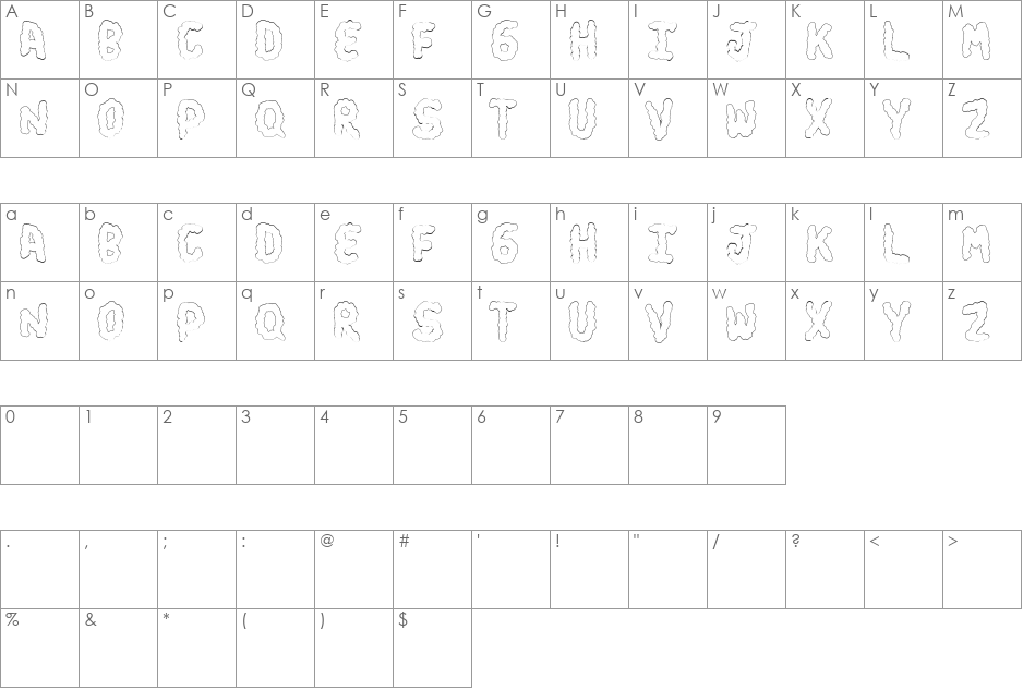 turds font character map preview