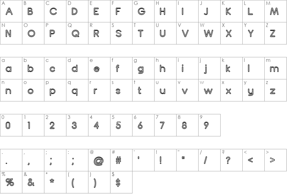 Turn Table BV font character map preview