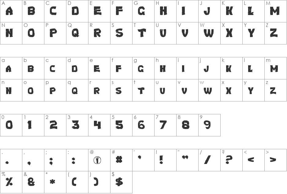 Turtles font character map preview