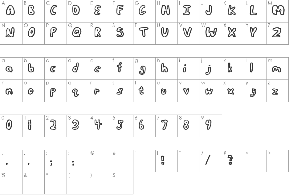 tutorialfont font character map preview