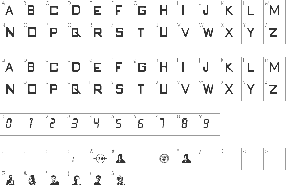 twenty four font character map preview