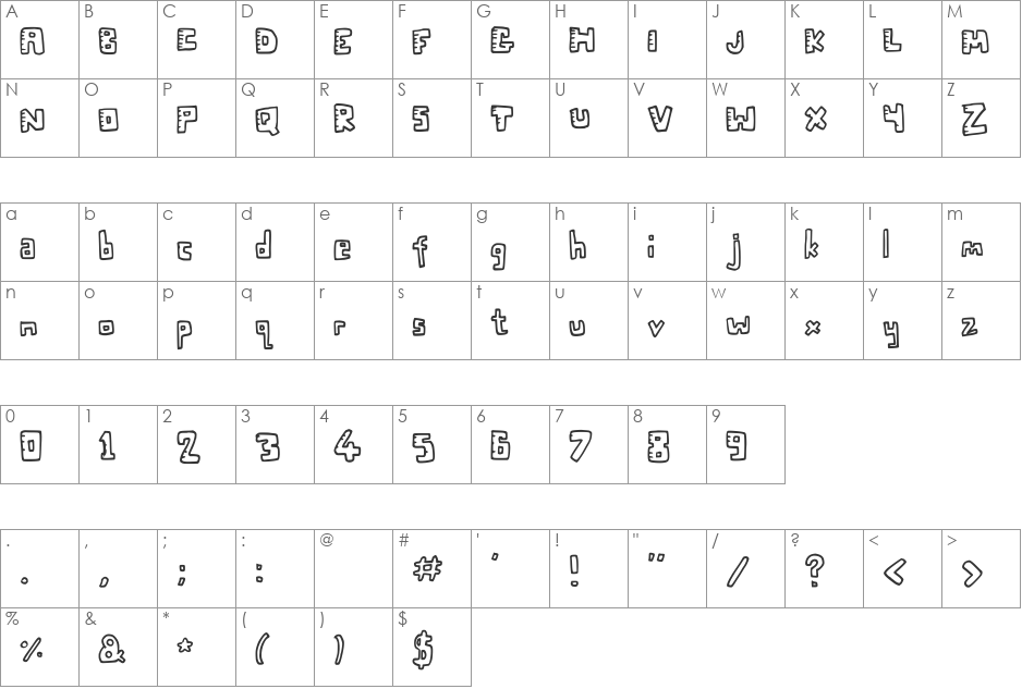 Twenty Twenty font character map preview
