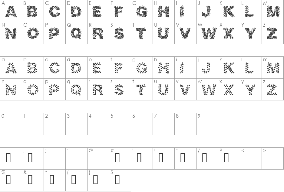 Twinkle font character map preview