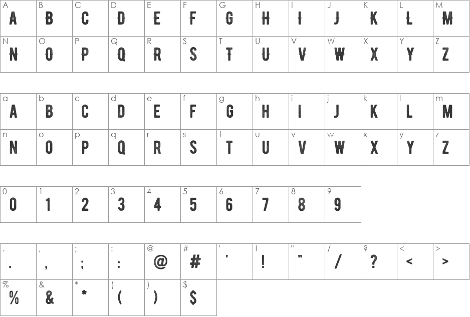 BERNIER Shade font character map preview