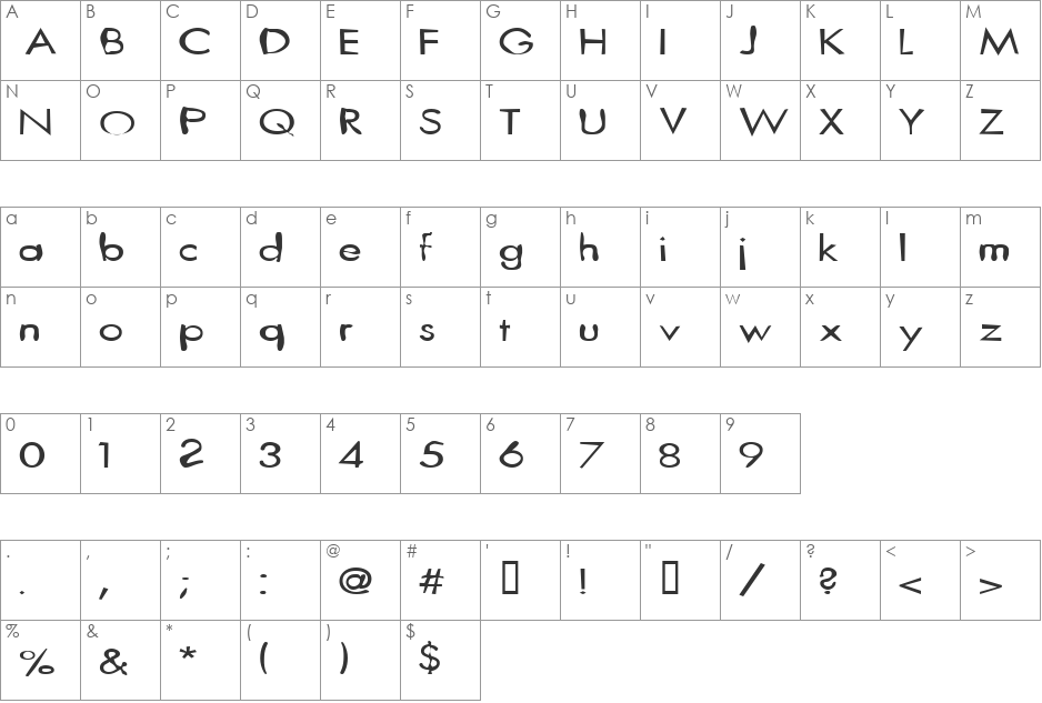 twisted_mister font character map preview