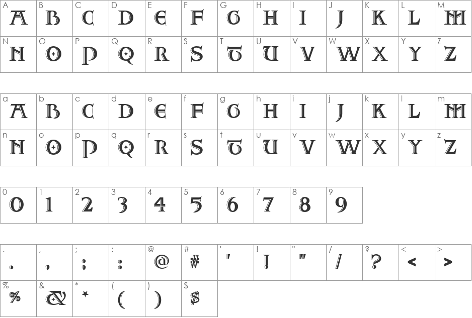 Two For Juan NF font character map preview