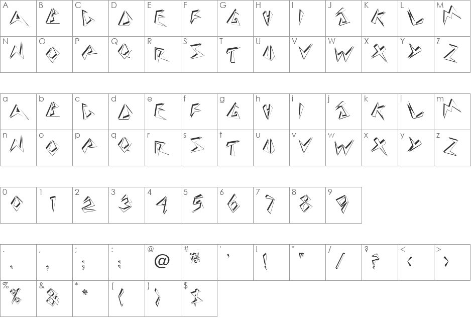 TwosieDisplayCapsSSi font character map preview