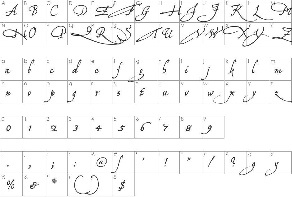 Tycho'sElegy font character map preview