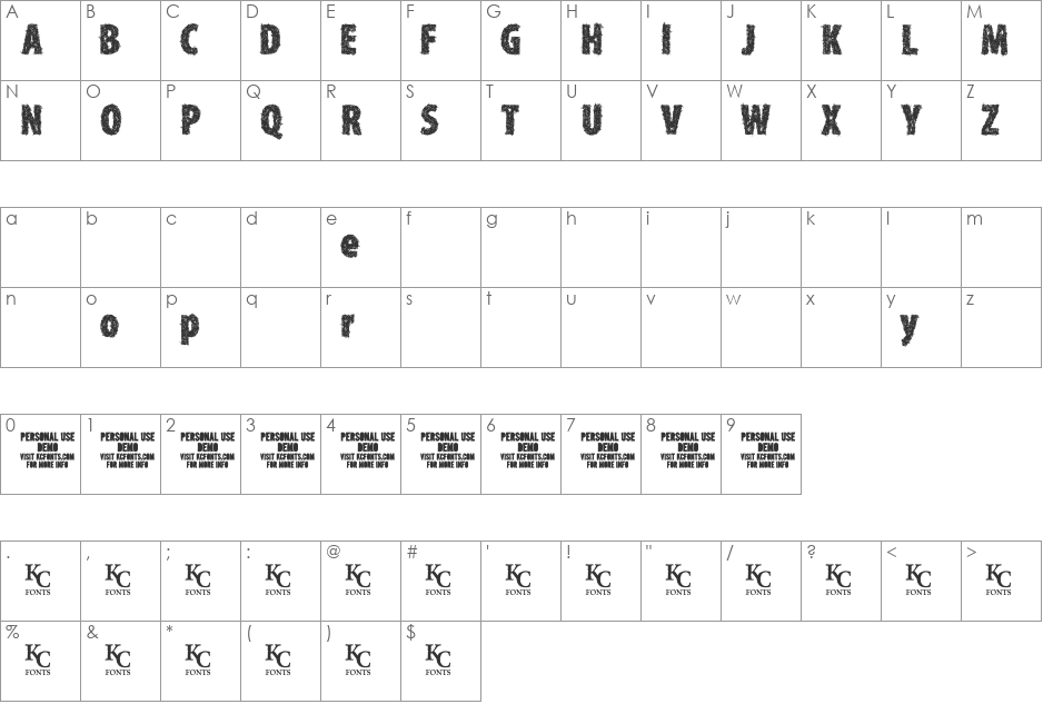 Type Xero font character map preview