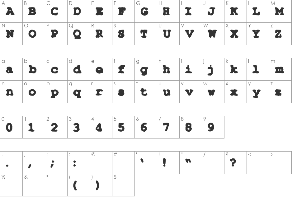 Type-Simple font character map preview