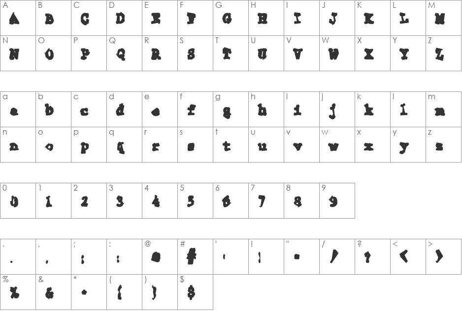 Type2 font character map preview