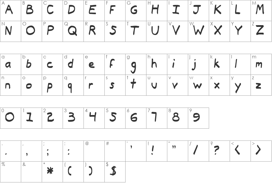 Typeecanoe font character map preview