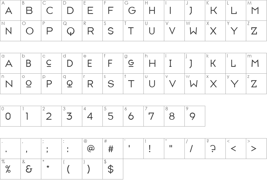 TypefaceSeven font character map preview
