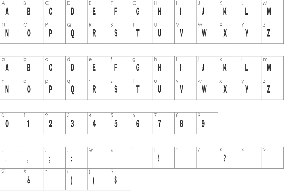 TypeNo5 font character map preview