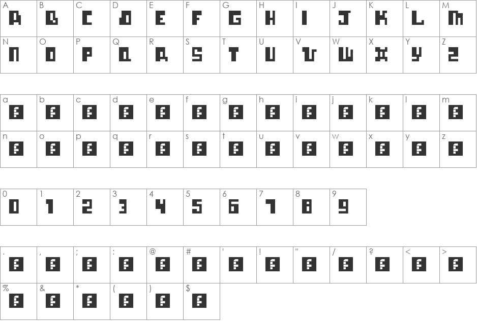 TypeSquare One font character map preview