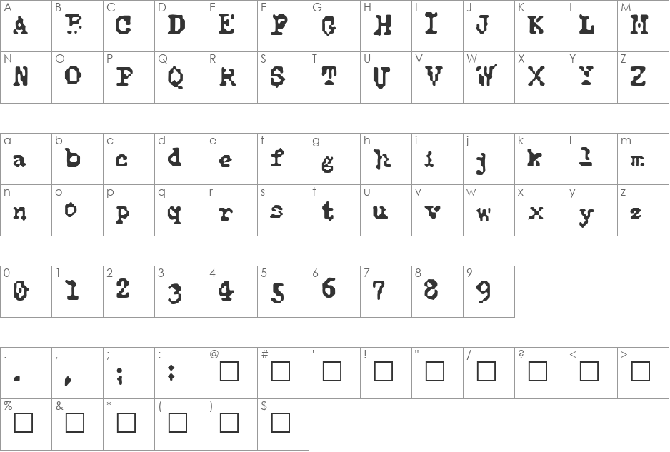 Typewise Alpha font character map preview