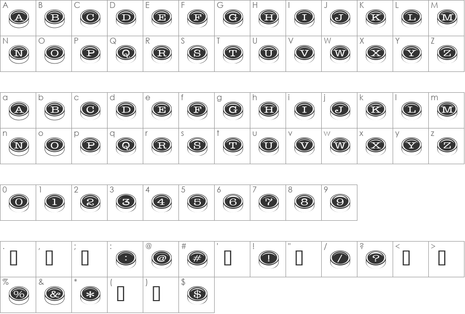 TypewriterKeys font character map preview