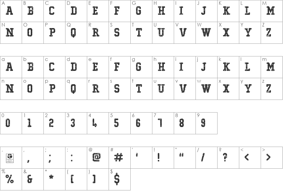 Typo College LC Demo font character map preview