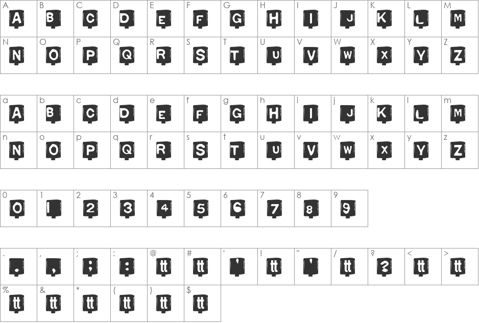 Typo Negative font character map preview